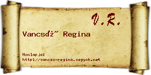 Vancsó Regina névjegykártya